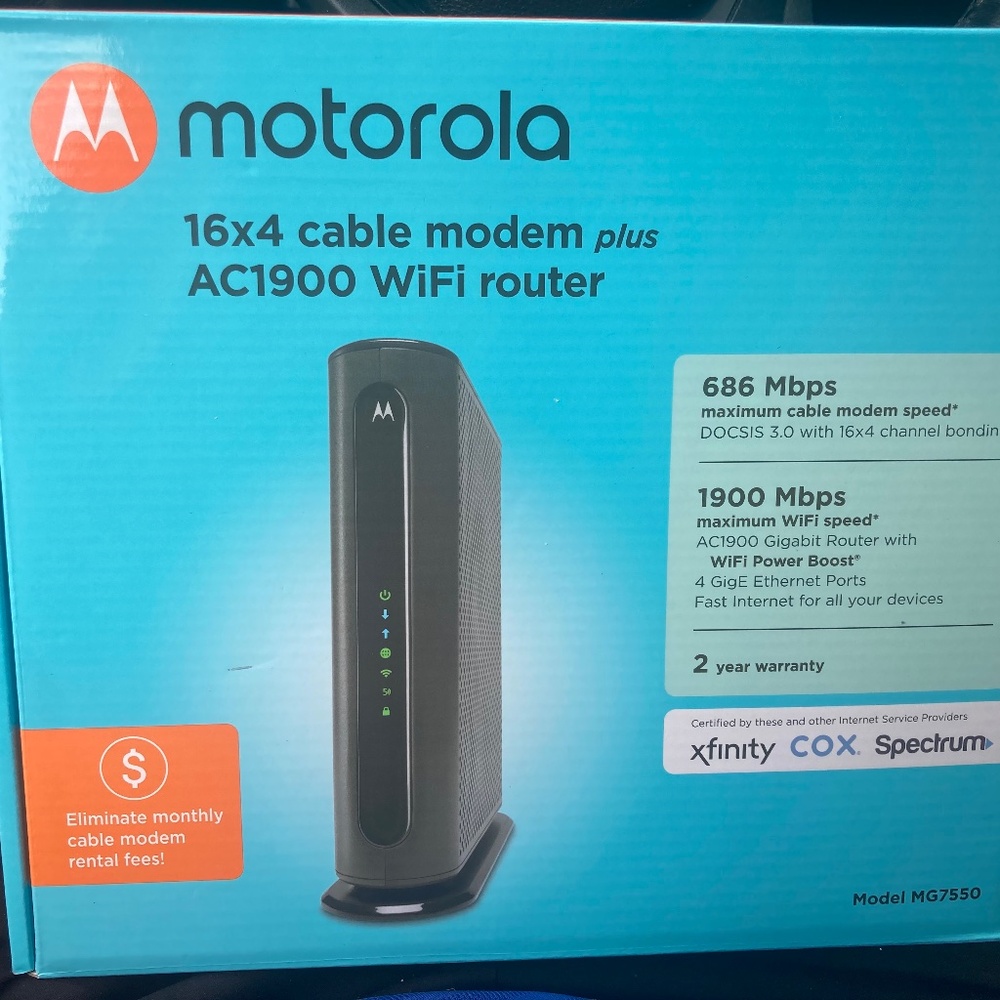 New Motorola Cable Modem withWiFi Router Combo